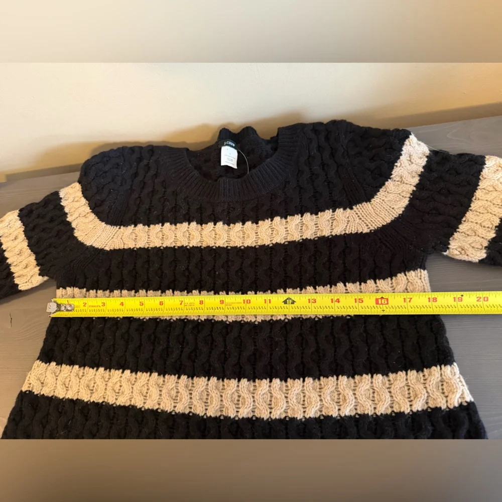 J. Crew Y2K Black & Cream Merino Wool Sweater NEW